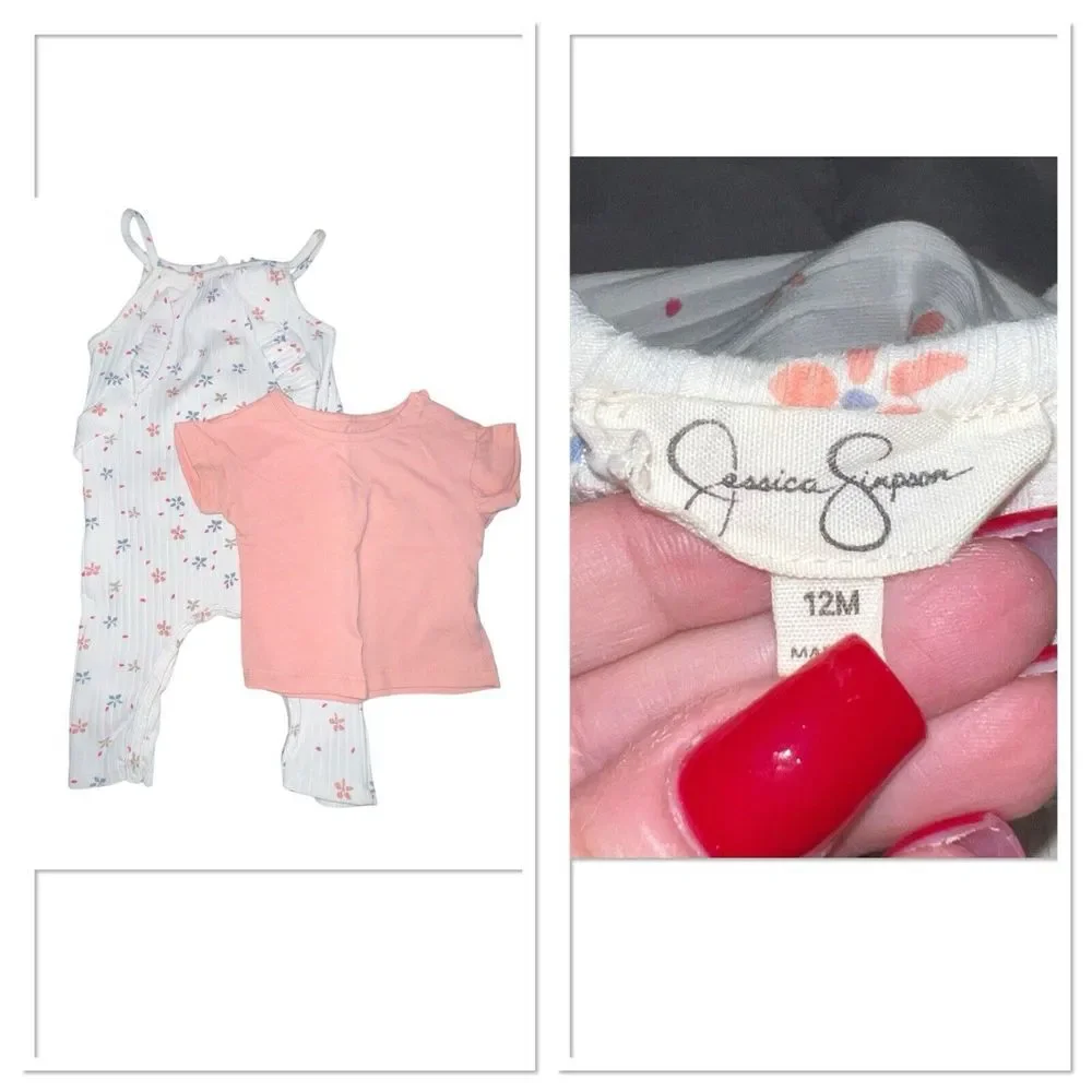 Set Of 3 Girls Baby One Piece Outfits Floral Stars 12 Months Cat & Jack Old Navy